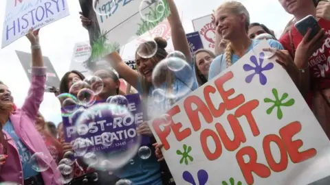Getty Images Anti-abortion activists celebrate